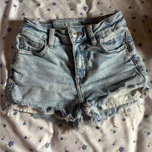 American Eagle Outfitters Blue Jean Shorts Distressed High-Waisted